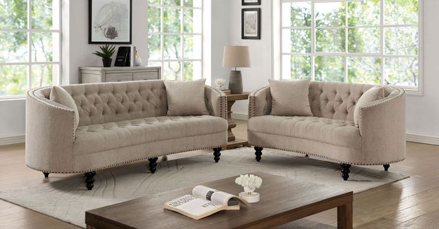Furniture of America® Francoise 2-Piece Ivory Sofa Set-0