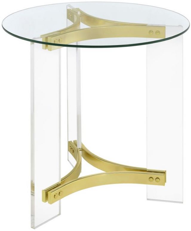 Coaster® Janessa Glass Top/Matte Brass End Table