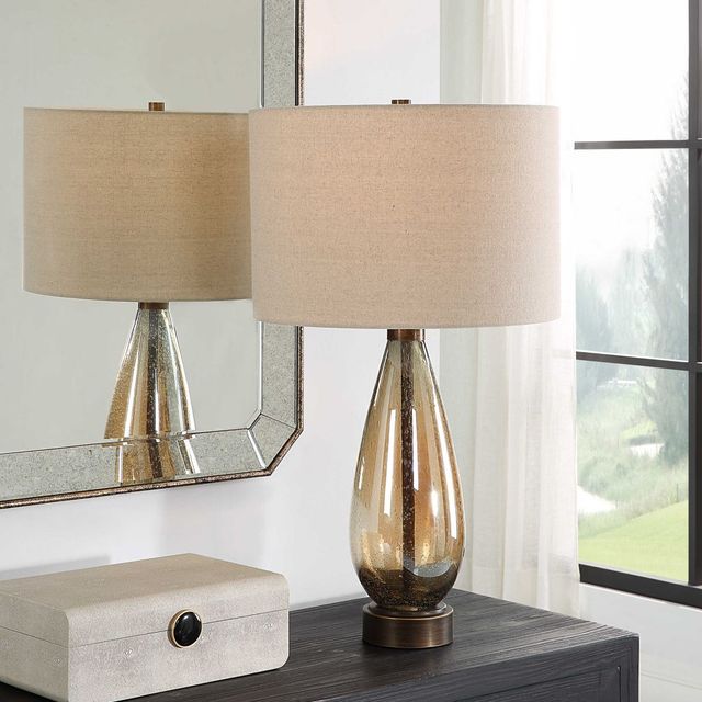 Uttermost® Baltic Dark Amber Teardrop Glass Table Lamp-1