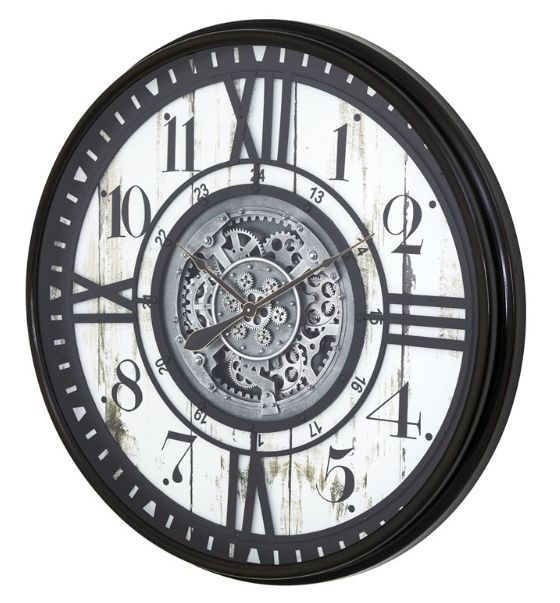 YHD Black/White Modern Farmhouse Gear Clock-1