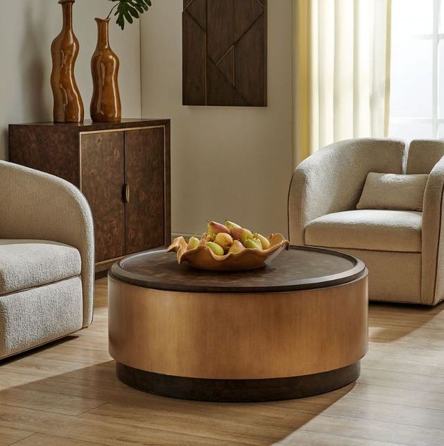 Uttermost® Parrish Antique Brass Round Coffee Table-1