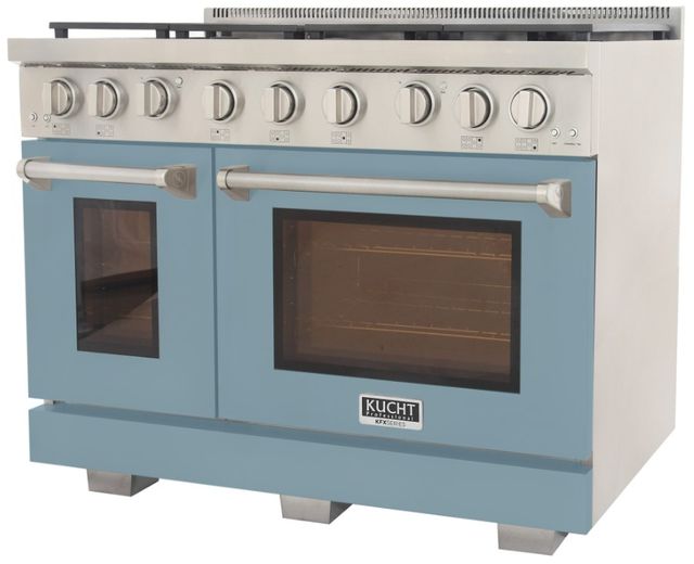 Kucht Professional KFX Series 48" Stainless Steel Pro Style Liquid Propane Gas Range with Light Blue Door and True Simmer Burners-2