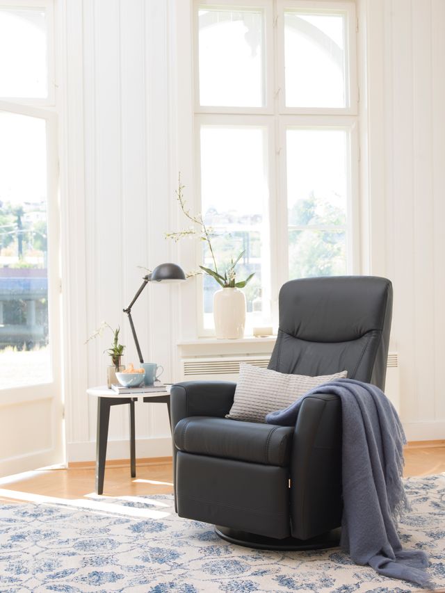 Fjords® Relax Oslo Black Small Dual Motion Swivel Recliner-1