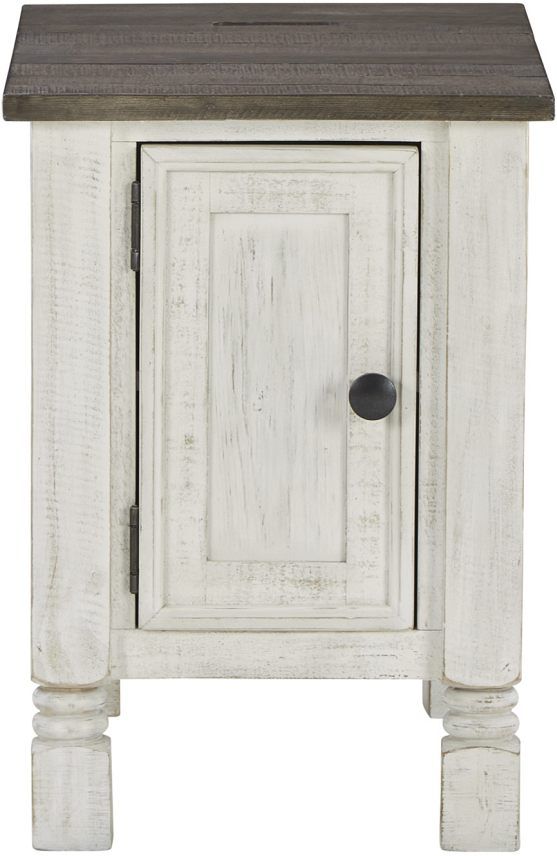 Signature Design by Ashley® Havalance Gray Chairside End Table with Distressed Vintage White Base -1