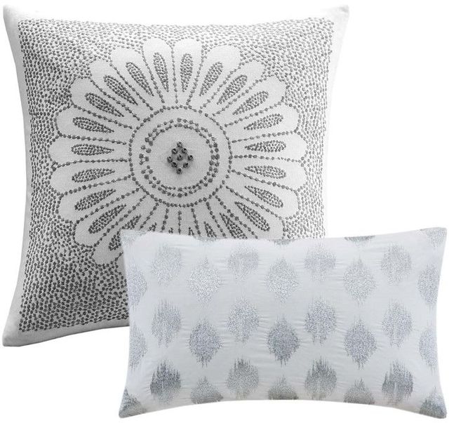 Olliix by INK+IVY 3 Piece White King/California King Masie Elastic Embroidered Cotton Duvet Cover Set-2