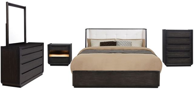 Coaster® Leandro 5-Piece Burnished Black/Cream Queen Panel Bedroom Set-0