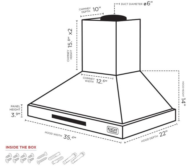 Kucht Professional 36" Black Wall Mounted Range Hood-3