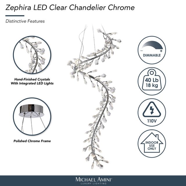 Michael Amini® Zephira Chrome/Clear LED Chandelier-2