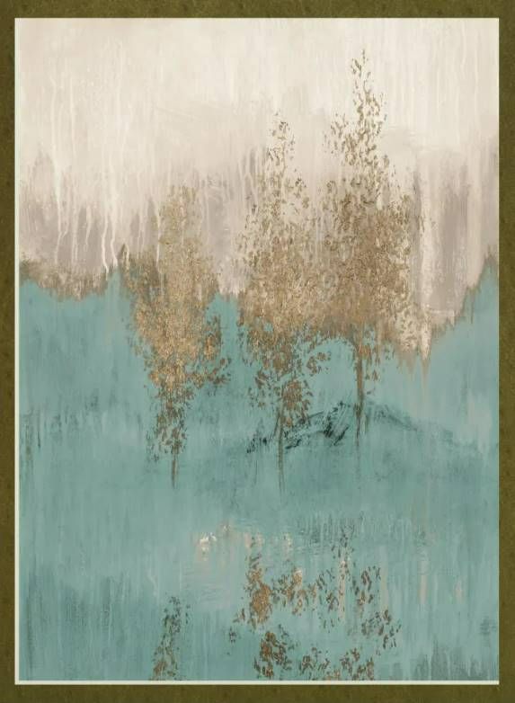 Classy Art Through the Gold Trees Abstract I by LanieLoreth Mirrored Frame Wall Art-1