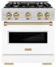 ZLINE Classic Series Autograph Edition 30" Stainless Steel Pro Style Gas Range with White Matte Door and Champagne Bronze Accents-0