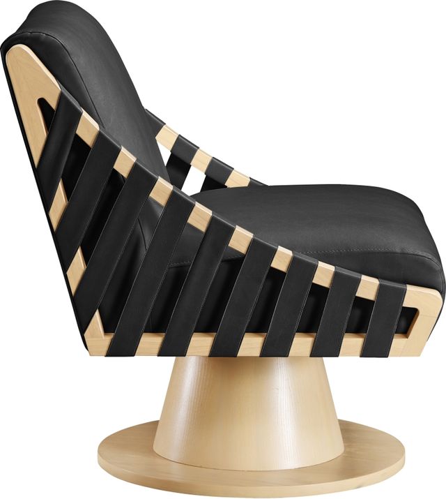 Meridian Furniture Millwin Black/Natural Vegan Leather Swivel Accent Chair-2