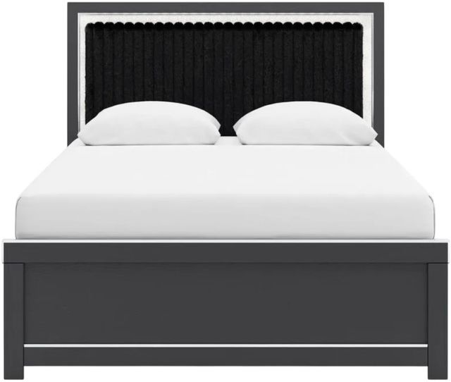 Signature Design by Ashley® Birmonton Black Queen Upholstered Panel Bed-1