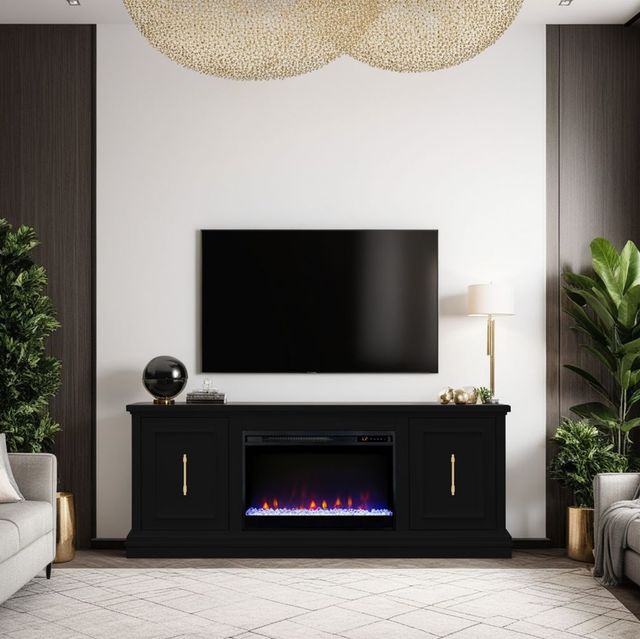 Legends Home Jordan Seal Skin Black 65" Fireplace Console-1