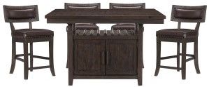 Mazin Furniture Oxton 5 Piece Dark Cherry Counter Height Dining Set-0