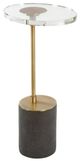 Uttermost® Kaufman Crystal Top Accent Table with Antique Brass/Black Base-0