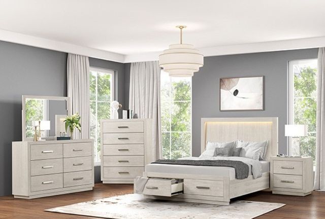Furniture of America® Wellingborough Light Gray Queen Panel Storage Bed-2