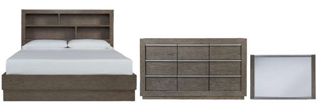 Benchcraft® Anibecca 3-Piece Weathered Gray California King Bookcase Bed Set-0