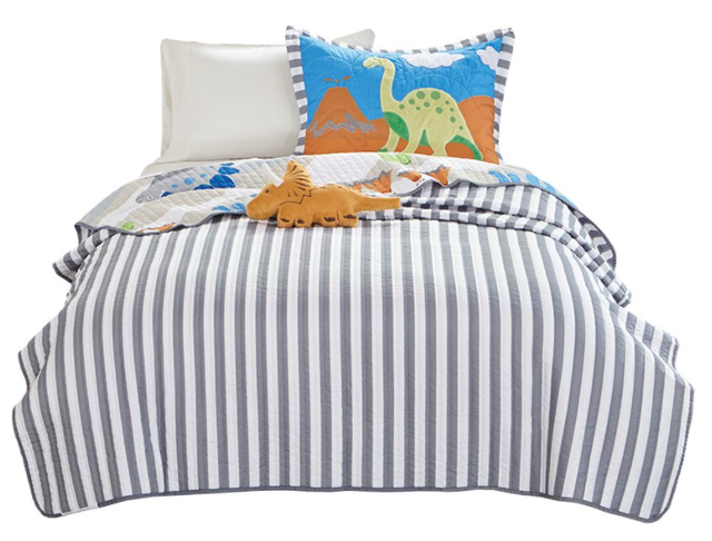 Olliix by Mi Zone Kids Little Foot Multi Full/Queen Dinosaur Reversible Coverlet Set-2