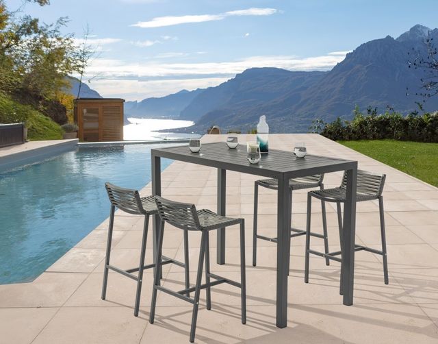 Meridian Furniture Maldives Grey Aluminum 40" Outdoor Patio Rectangle Bar Table-3