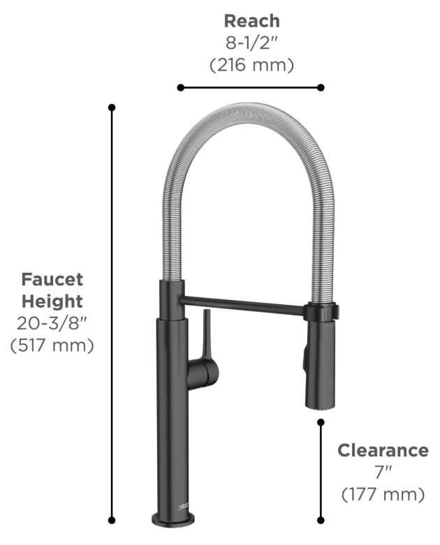 American Standard Studio® S Polished Chrome Semi-Pro Pull-Down Dual Spray Kitchen Faucet with Spring Spout-1