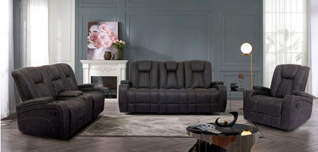 Furniture of America® Amirah Dark Gray Manual Glider Reclining Loveseat-1