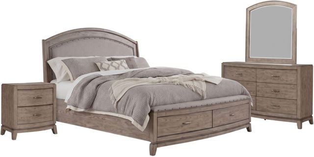 Liberty Furniture Avalon 4-Piece Burnished Beige Queen Upholstered Bedroom Set -0