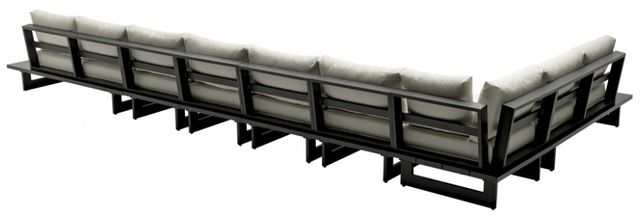 Meridian Furniture Maldives 4-Piece Cream/Dark Gray Aluminum/Fabric Outdoor Modular Sectional-2