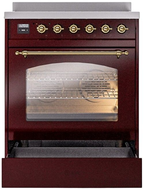 Ilve® Nostalgie II Series 30" Burgundy Pro Style Induction Range-2