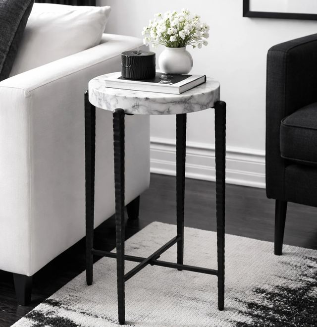 Stylecraft White Side Table with Black Frame-1