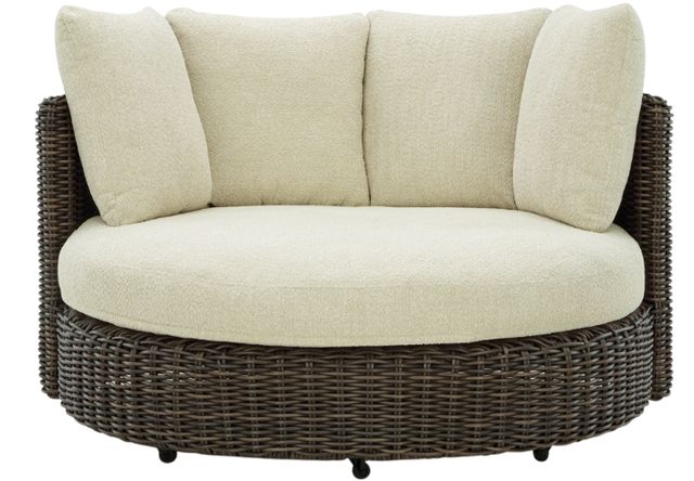 Signature Design by Ashley® Kimora Beige/Dark Brown Aluminum/Fabric/Resin Outdoor Swivel Lounge Chair-1