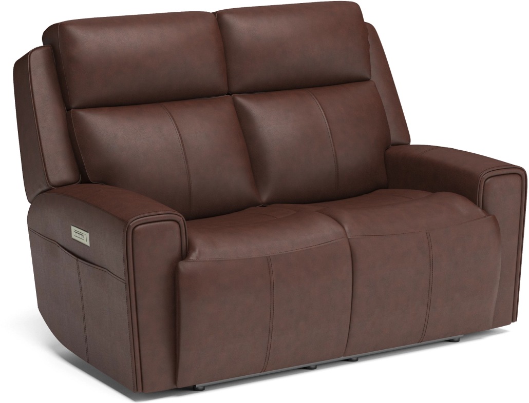 Flexsteel® Barnett Timber Power Reclining Loveseat with Power Headrests and Lumbar