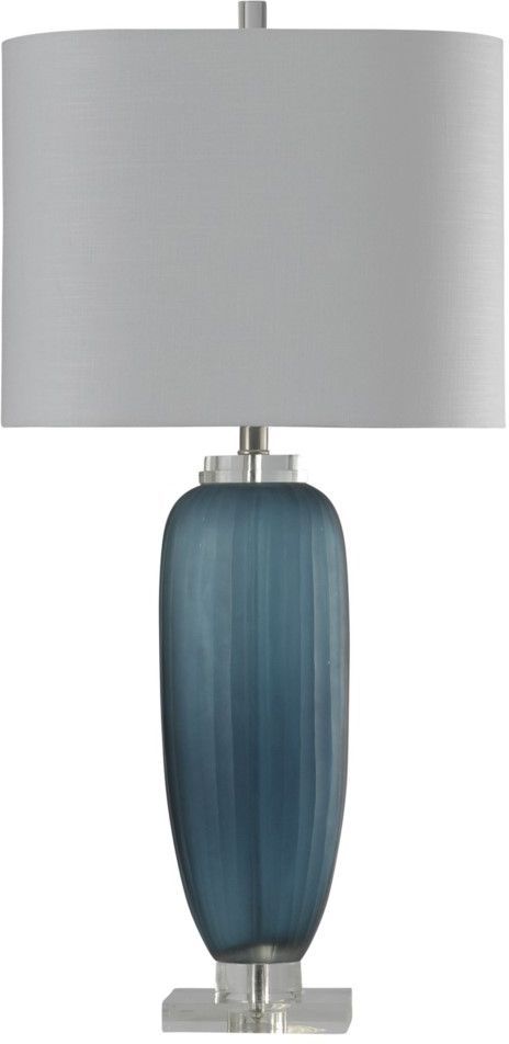 StyleCraft Ribbed Glass/Clear Acrylic Table Lamp-0