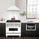 ZLINE Autograph Edition 36" White Matte Wall Mounted Range Hood with Polished Gold Handle-5
