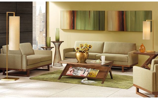 Olliix by INK+IVY Pecan Rocket Tempered Glass Coffee Table with Pecan Base-3