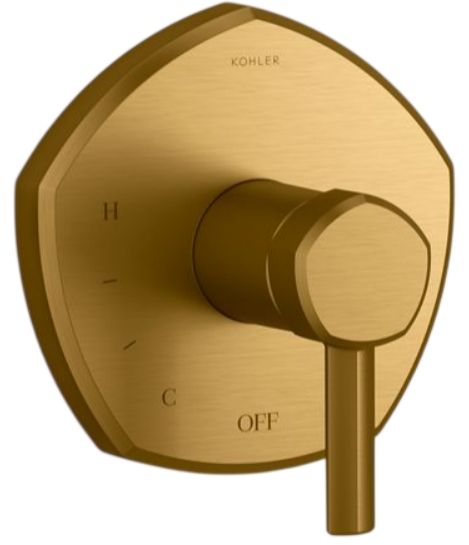 KOHLER® Occasion® Rite-Temp® Vibrant Brushed Moderne Brass Valve Trim with Lever Handle-0