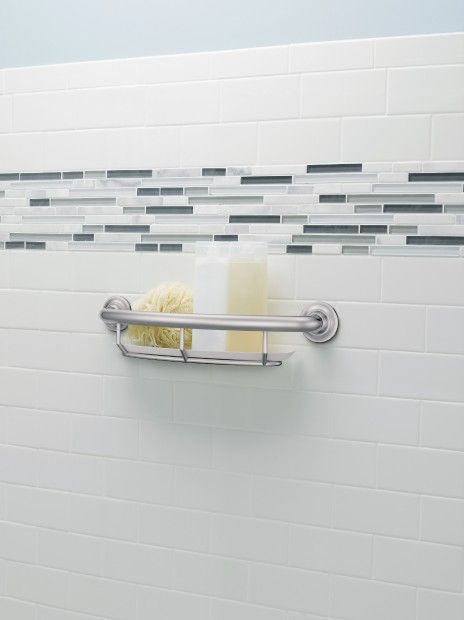 Moen® Grab Bar Chrome 16" Grab Bar With Shelf-1