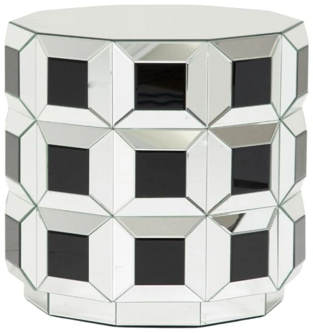 Michael Amini® Montreal™ Mirrored End Table with Black/Mirrored Base-0