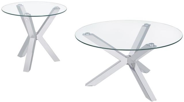 Coaster® Kenzie 2-Piece Tempered Glass Top Occasional Table with Chrome Base Set-0
