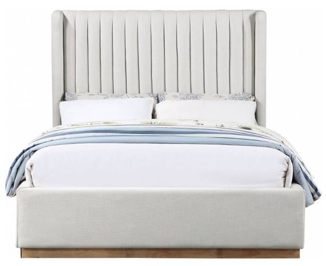 Meridian Furniture Logan Cream Upholstered Queen Panel Bed-1