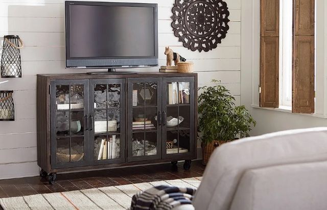 Hammary® Hidden Treasures Brown Trolley Door Cabinet-1