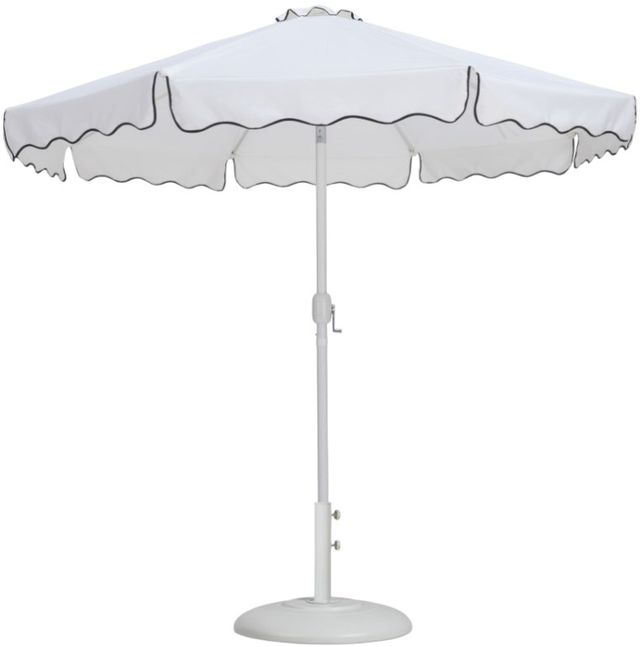 Meridian Furniture Amalfi White/Matte White Aluminum Outdoor Patio Umbrella and Round Base-0