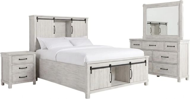 Elements International Scott 4-Piece White Queen Panel Storage Bedroom Set-0