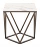 Zuo® Modern Tintern White Marble End Table with Antique Brass Base-3
