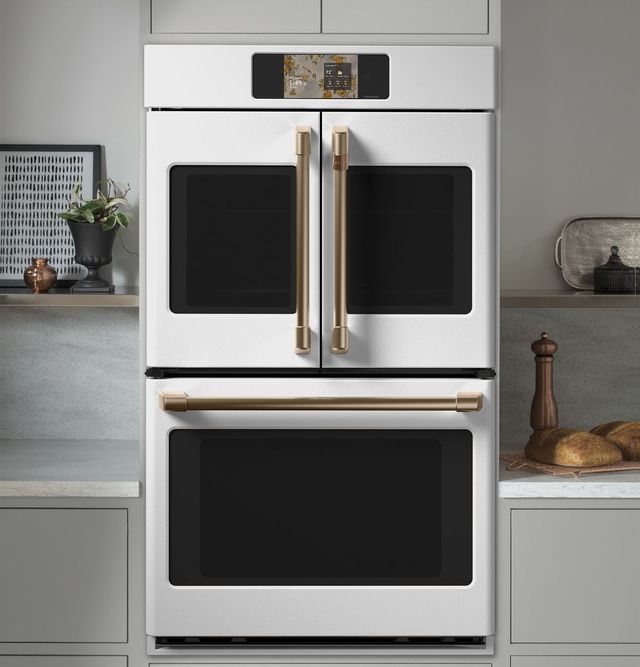 Café™ Professional Series 30” Matte White Smart Double Electric Wall Oven with French Doors-3