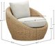 LH Home Siesta Natural Wicker Outdoor Round Club Chair with Beige Olefin Fabric Cushions-2