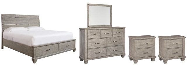 Benchcraft® Naydell 5-Piece Rustic Gray Queen Storage Panel Bed Set-0