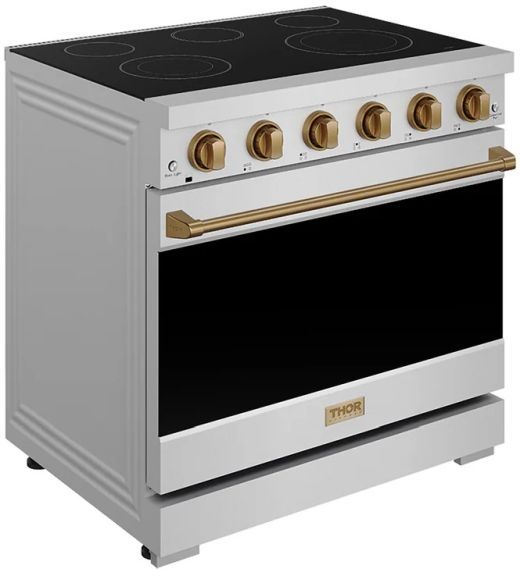 Thor Kitchen® Gordon Ramsay 36" Stainless Steel/Bronze Freestanding Pro Style Electric Range-2