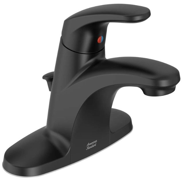 American Standard Colony® PRO Matte Black 4" Centerset 2-Handle Bathroom Faucet with Drain-1