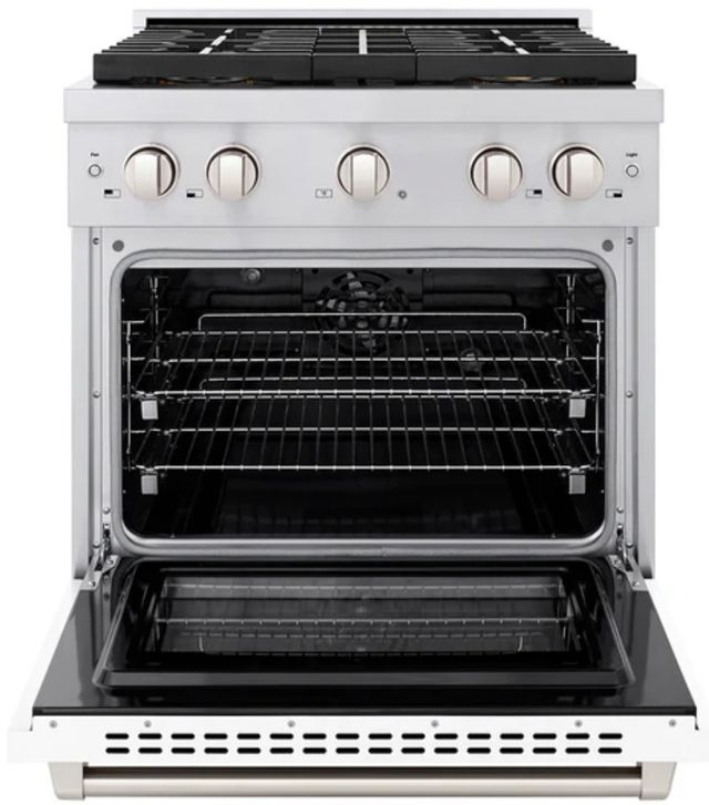 ZLINE Paramount 30" White Matte Door Dual Fuel Range with 4 Burner DuoPro™ Cooktop-1
