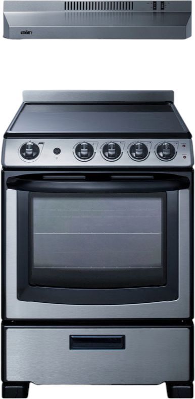 Summit® 24" Black/Stainless Steel Electric Range and Convertible Hood